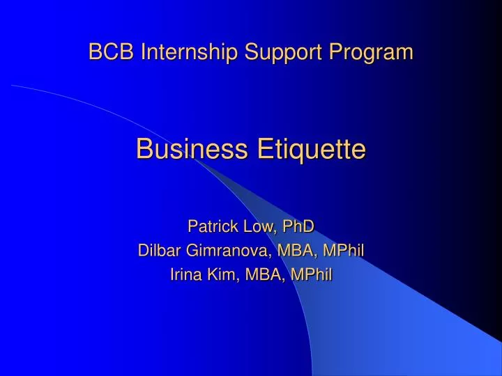 bcb internship support program business etiquette n.