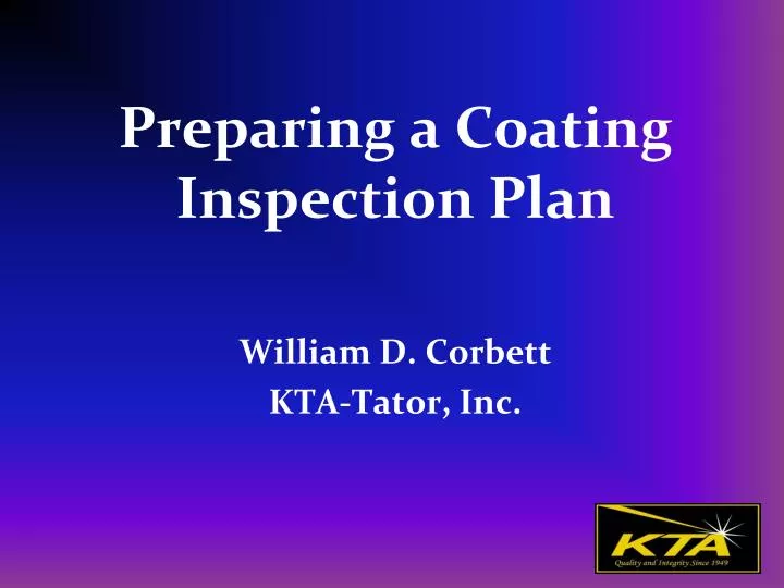 PPT - Preparing a Coating Inspection Plan PowerPoint Presentation, free ...