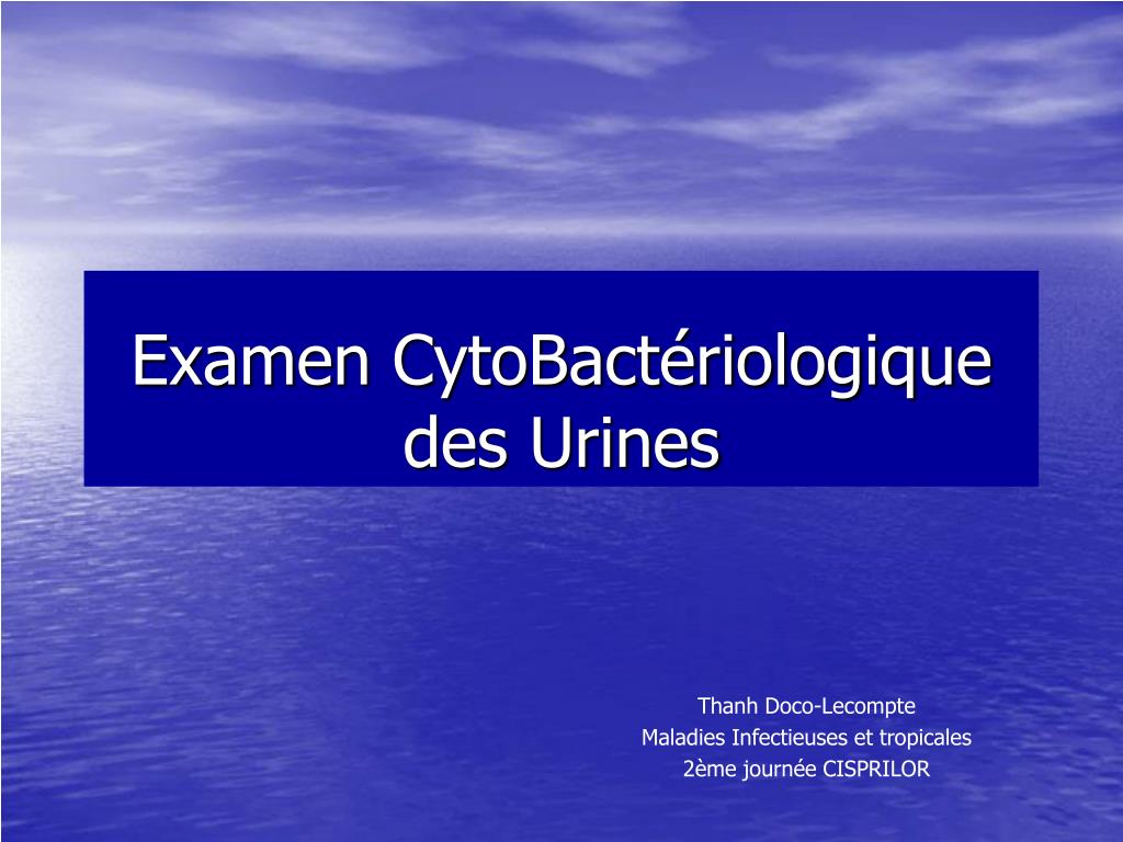 PPT - Examen CytoBactériologique des Urines PowerPoint ...