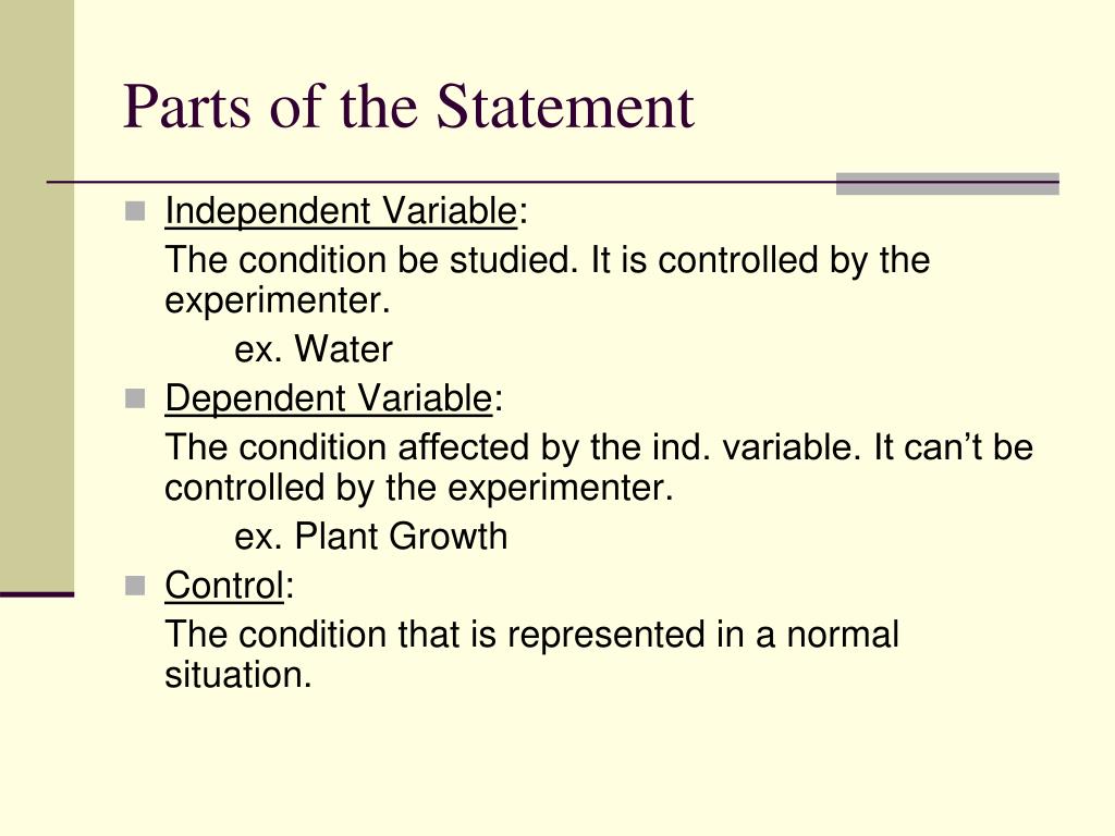 parts of the hypothesis statement