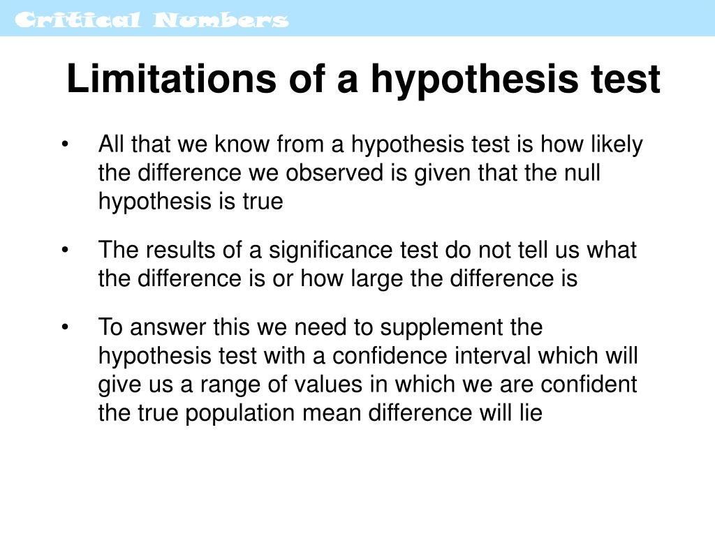 research and discuss some limitations of hypothesis testing