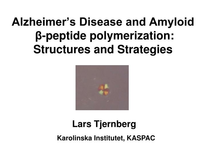 alzheimer s disease and amyloid peptide polymerization structures and strategies n.