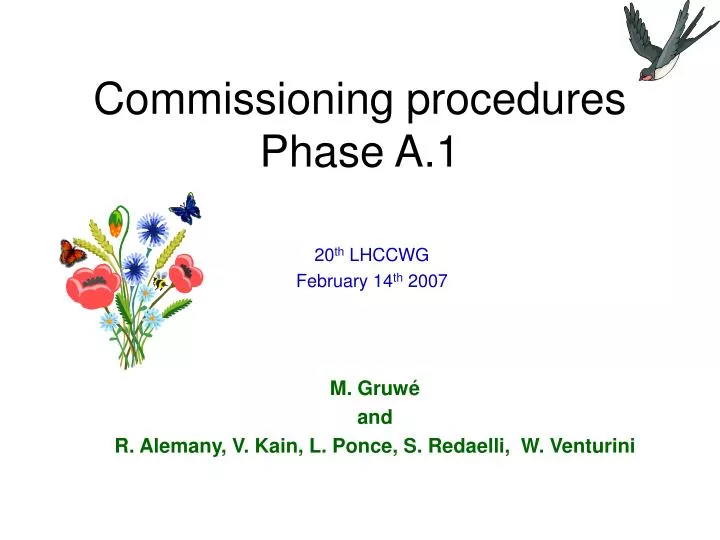 commissioning procedures phase a 1 n.