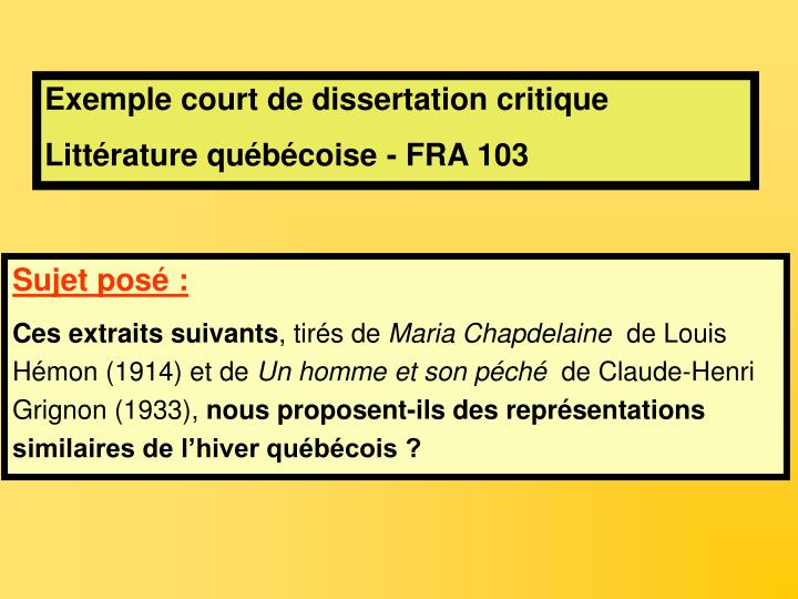 Dissertation explicative sur maria chapdelaine analyse