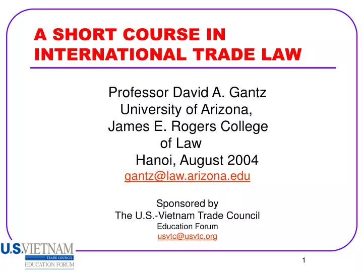 a short course in international trade law n.