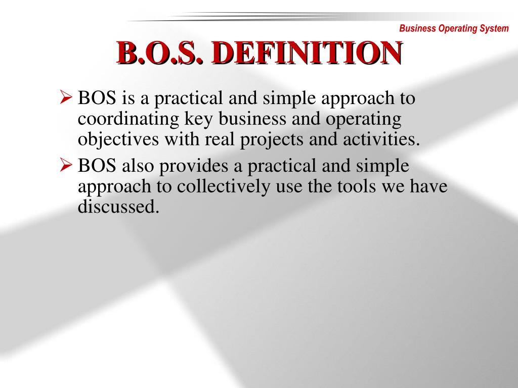 - B. O. S. PowerPoint Presentation ID:233484