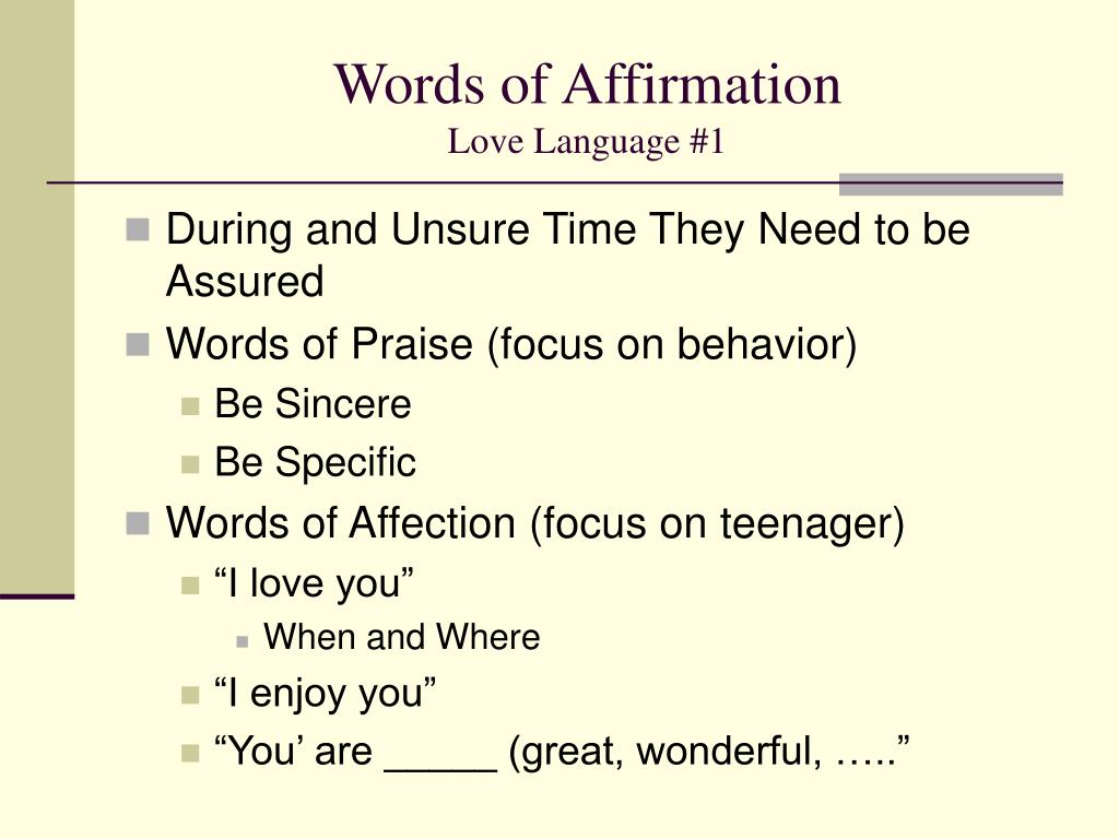 words of affirmation love language 1.