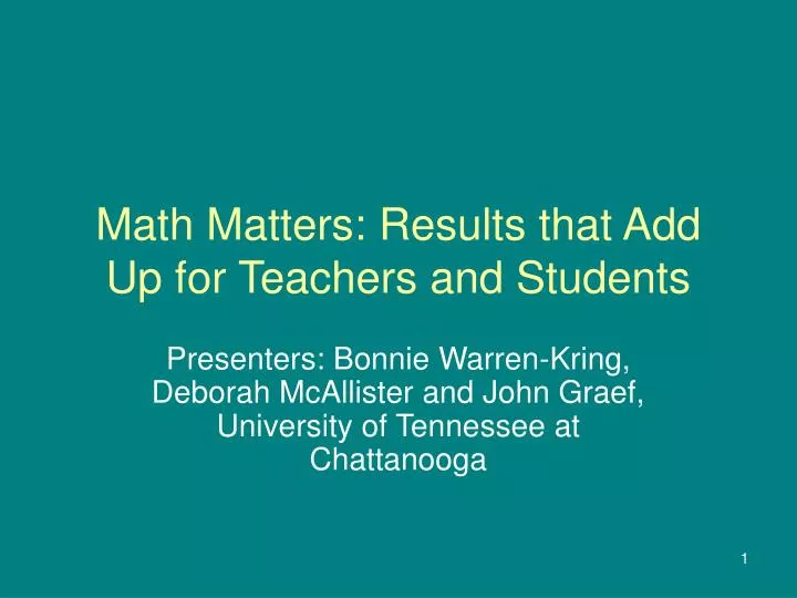 math matters results that add up for teachers and students n.