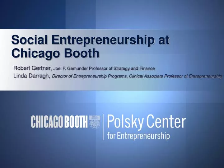 social entrepreneurship at chicago booth n.