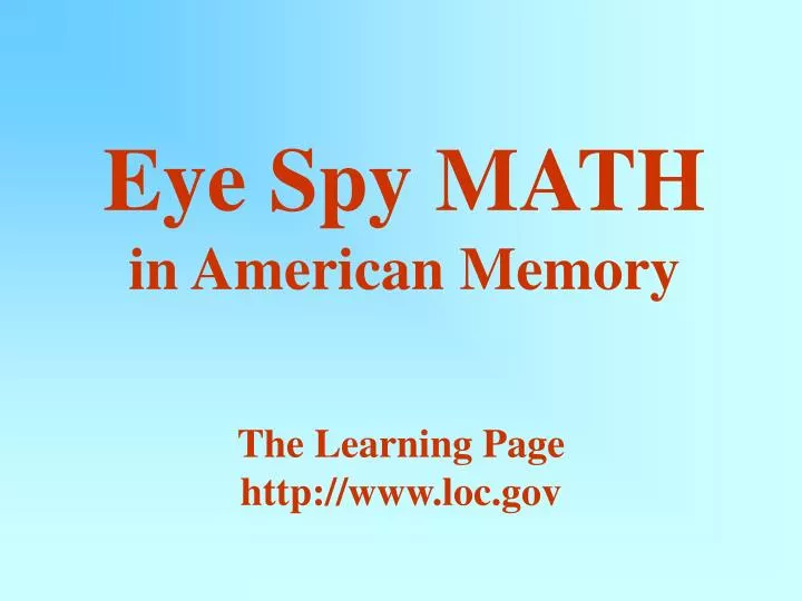 eye spy math in american memory n.