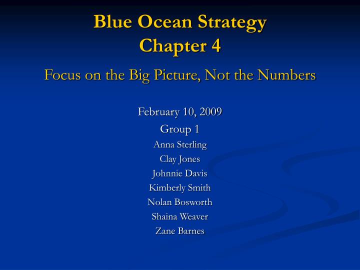 blue ocean strategy chapter 4 n.