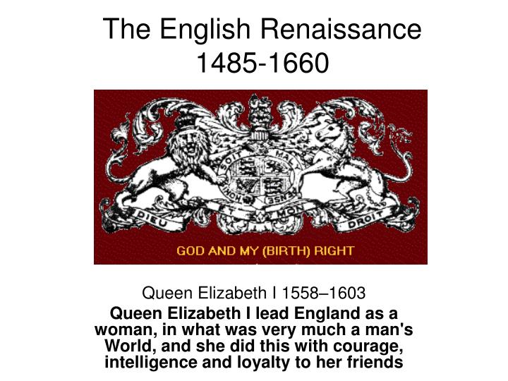 the english renaissance 1485 1660 n.