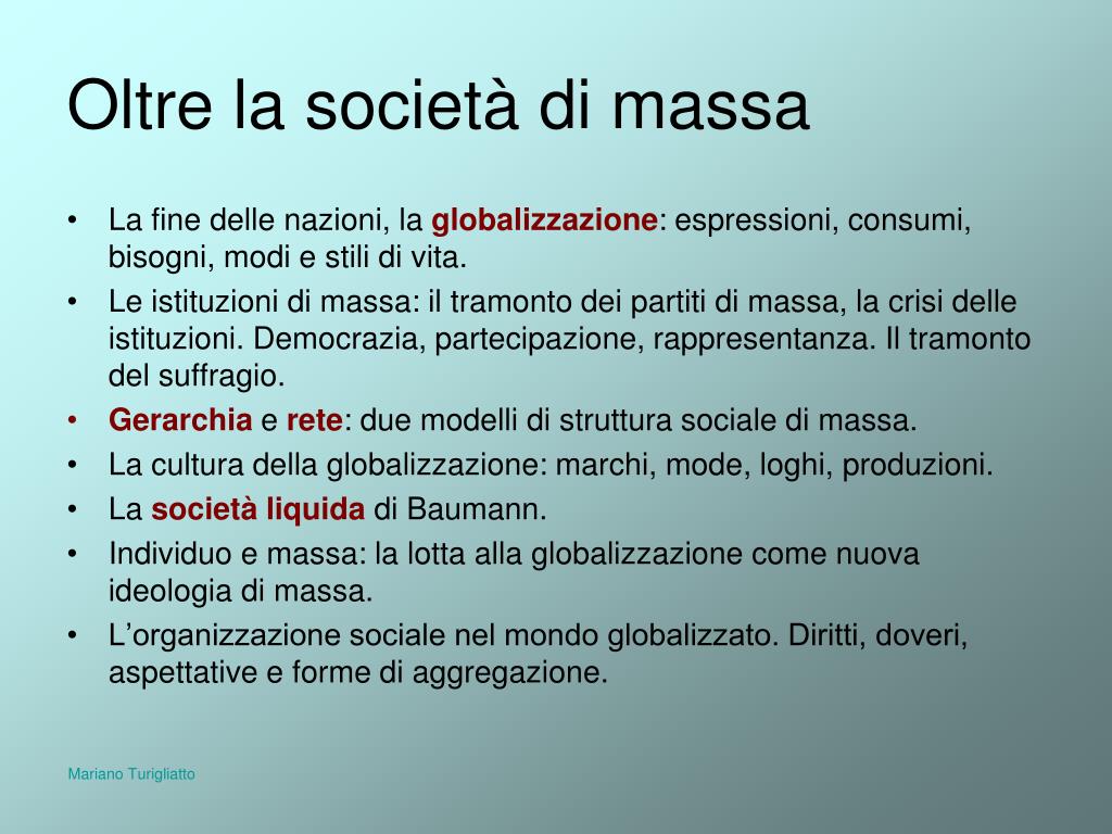 PPT - LA SOCIETA' DI MASSA PowerPoint Presentation, free download -  ID:237791