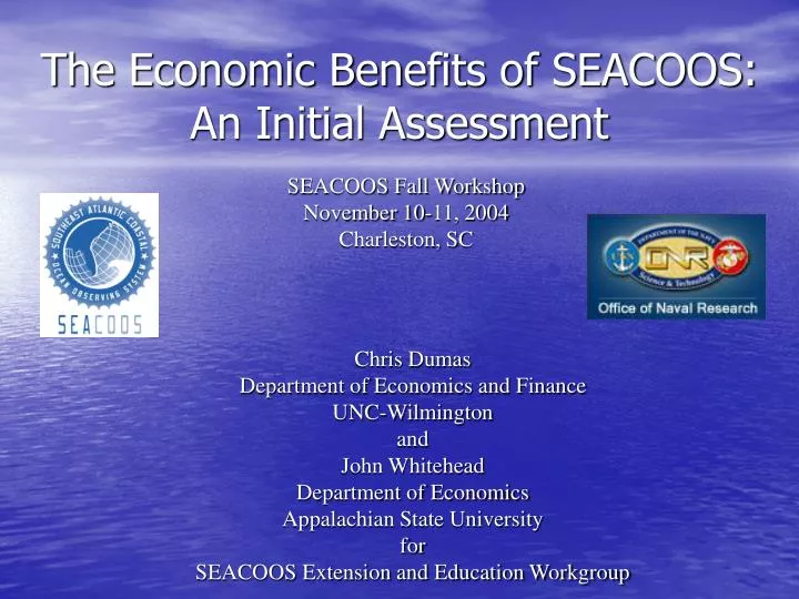the economic benefits of seacoos an initial assessment n.