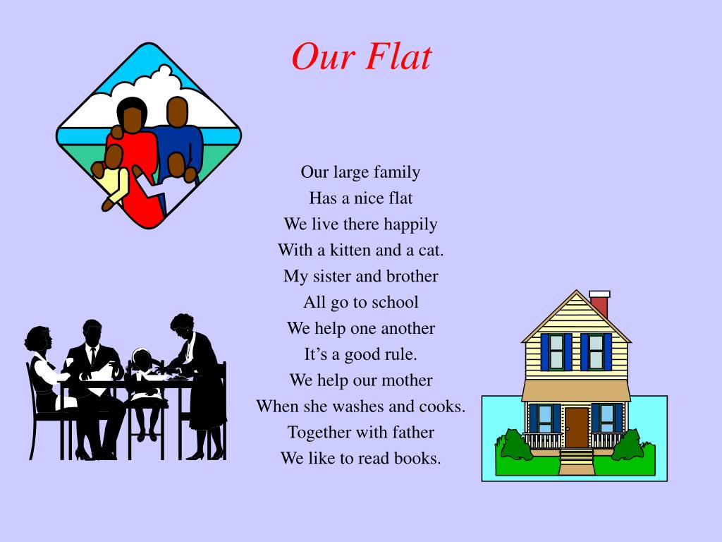 Год семьи перевод. A large Family перевод. Our Flat. Our Flat рассказ. Our large Family has a nice Flat стих читать.