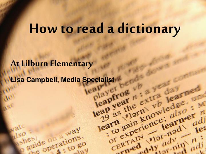 PPT How to read a dictionary PowerPoint Presentation, free download