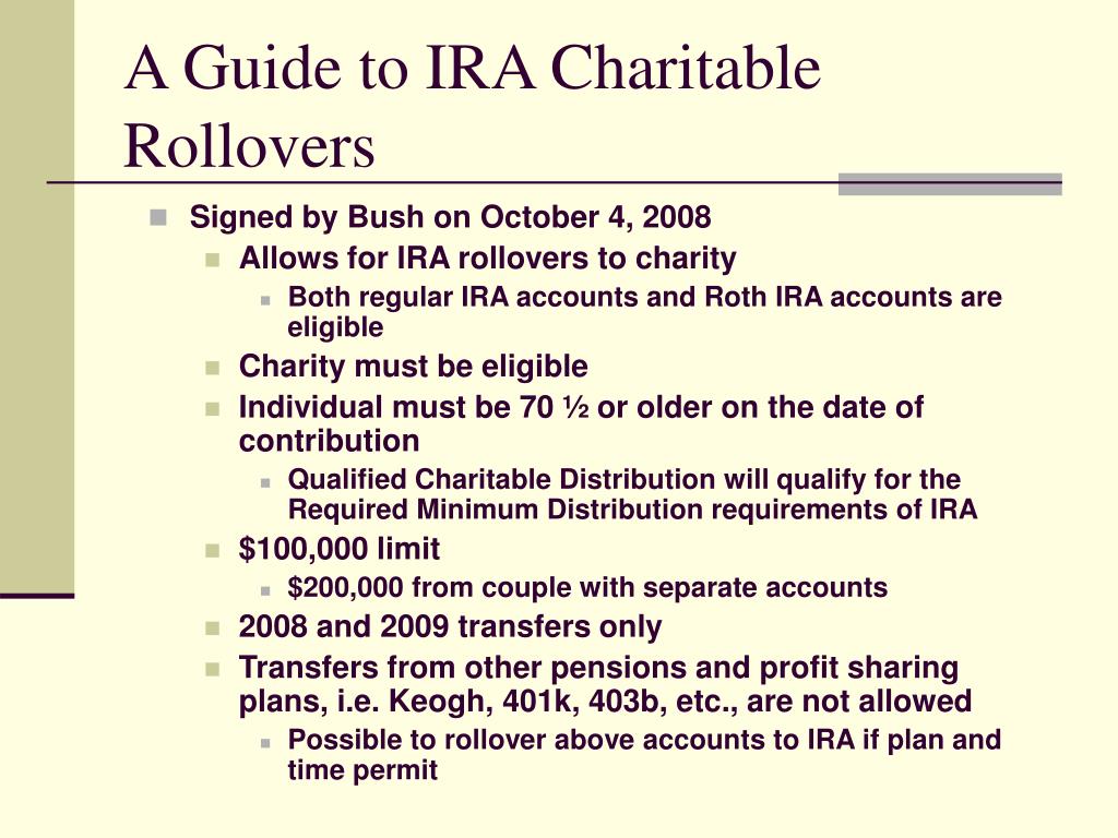 PPT A Guide to IRA Charitable Rollovers PowerPoint Presentation, free