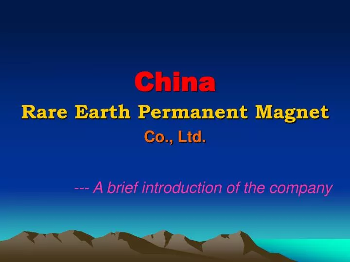 china rare earth permanent magnet co ltd n.