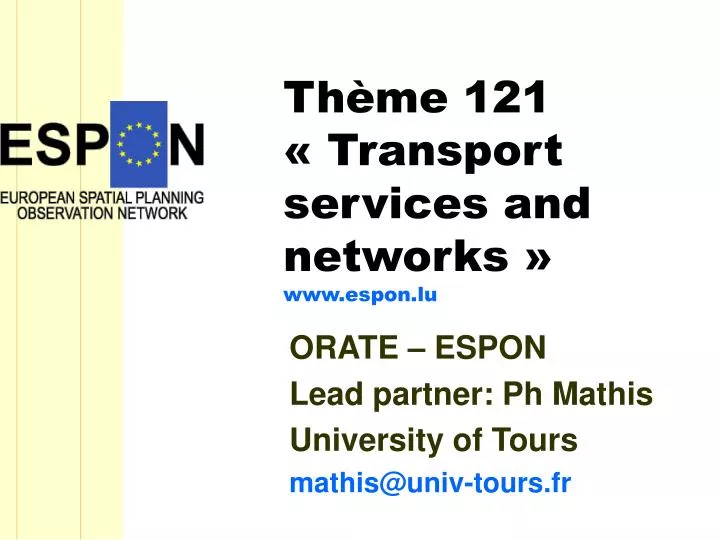 th me 121 transport services and networks www espon lu n.