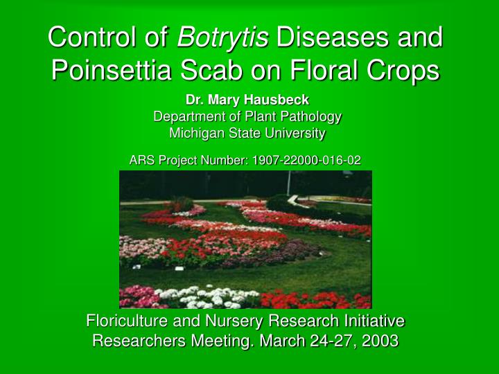 control of botrytis diseases and poinsettia scab on floral crops n.