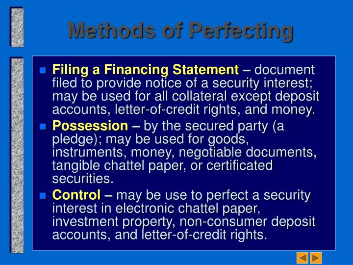 Perfection Of Security Interest In Investment Property Perfection Of Security Interest In Investment Property