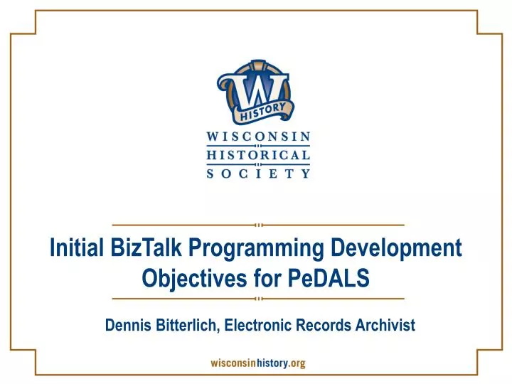 initial biztalk programming development objectives for pedals n.