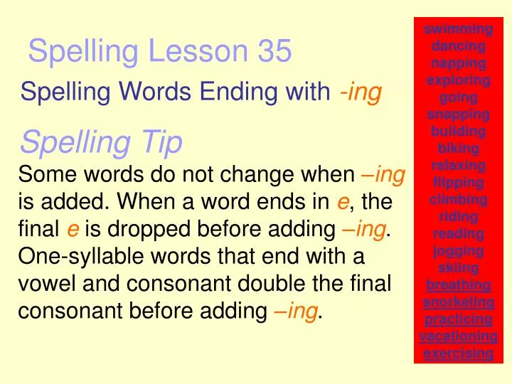 spelling lesson 35 n.