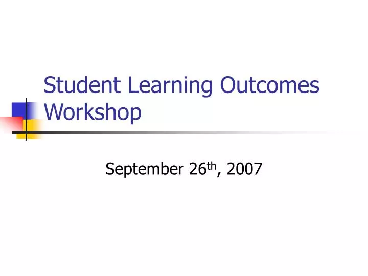 student learning outcomes workshop n.