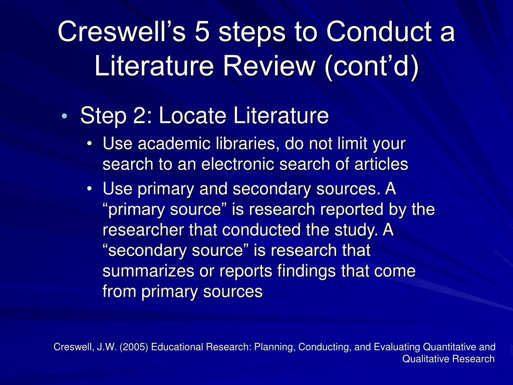 definition of literature review according to creswell