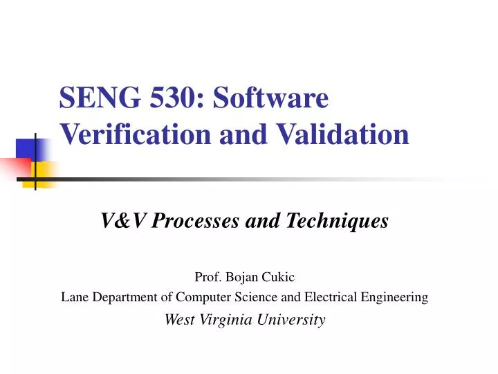 seng 530 software verification and validation n.