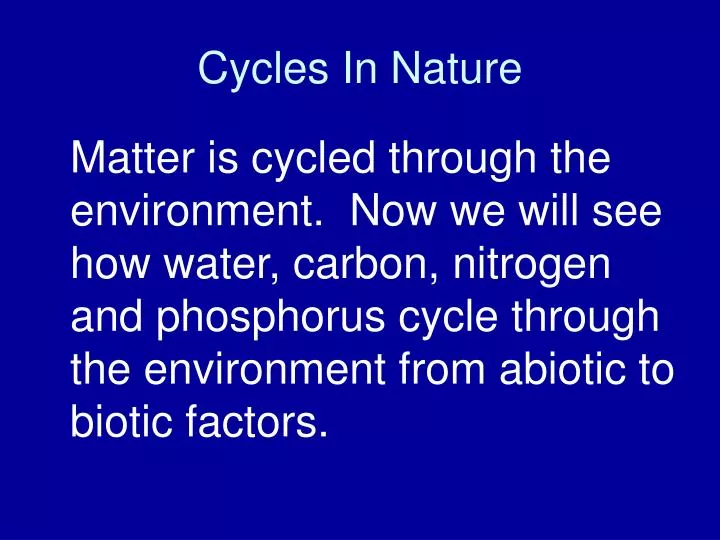 cycles in nature n.