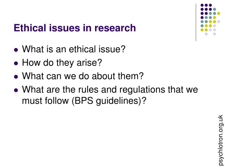 the major ethical issues in conducting research