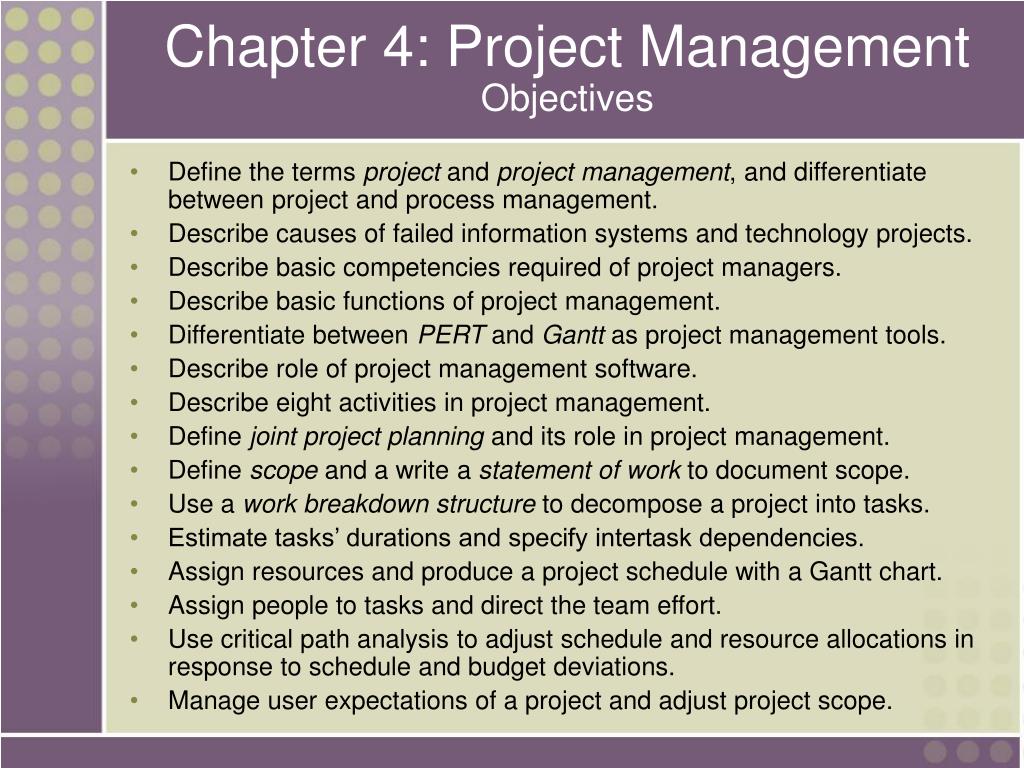 PPT Chapter 4 Project Management Objectives PowerPoint Presentation 