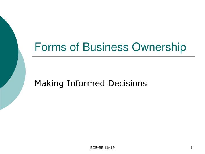 forms of business ownership n.