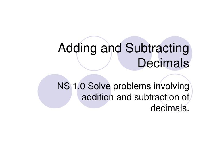 adding and subtracting decimals n.