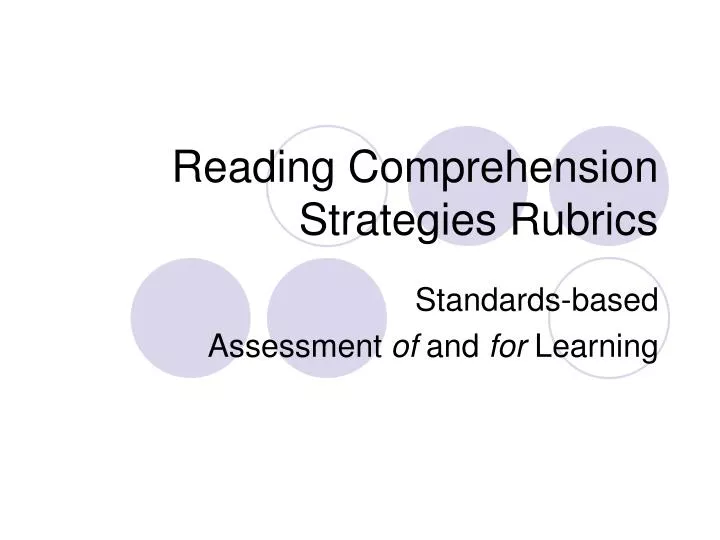 reading comprehension strategies rubrics n.