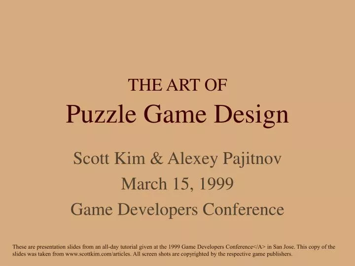 the art of puzzle game design n.