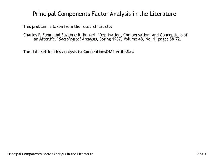 principal components factor analysis in the literature n.