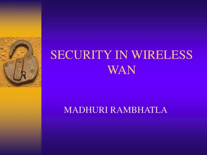 security in wireless wan n.
