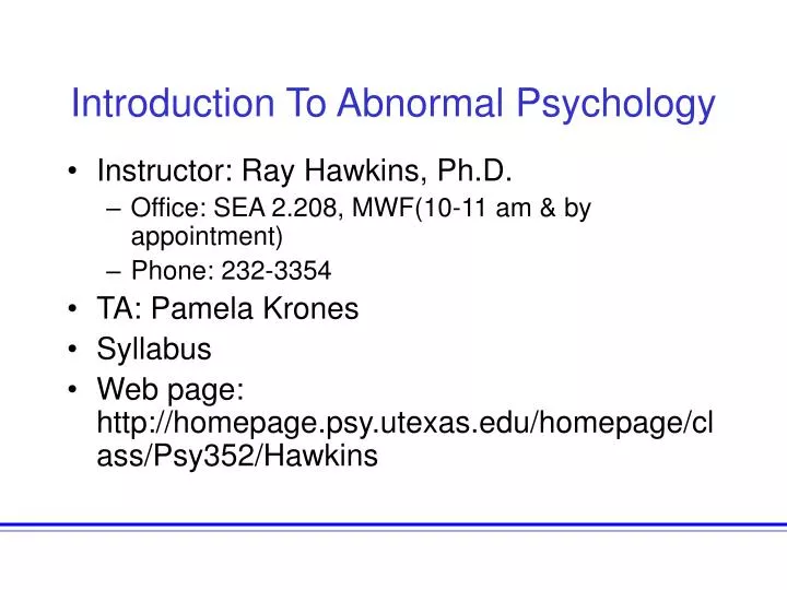 PPT - Introduction To Abnormal Psychology PowerPoint Presentation - ID ...