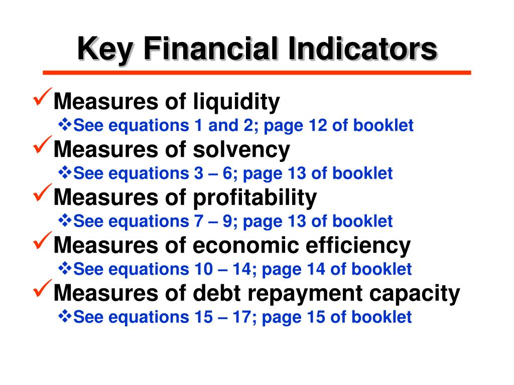 financial indicators in business plan