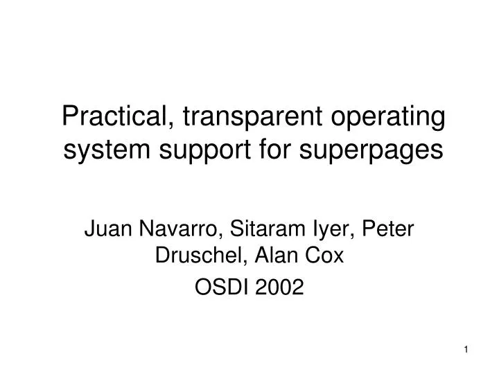 practical transparent operating system support for superpages n.