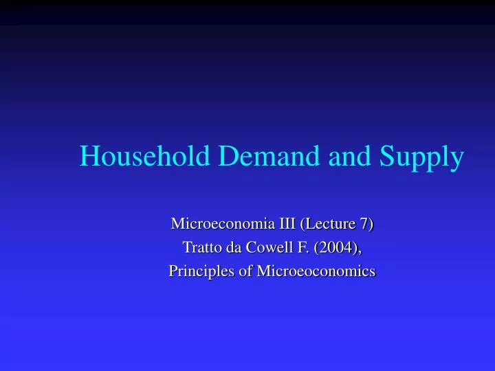 household demand and supply n.