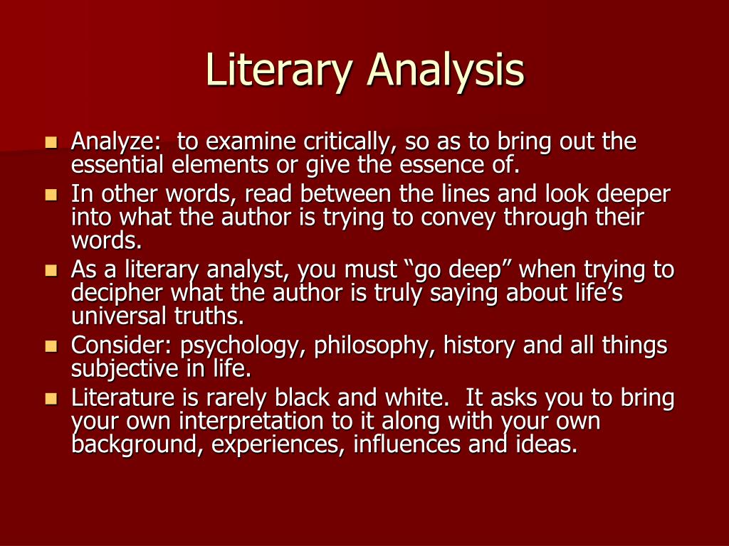 analysis of literature presentation