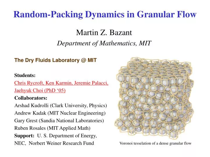random packing dynamics in granular flow n.