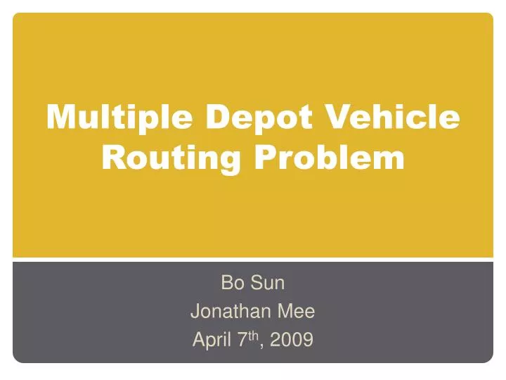 multiple depot vehicle routing problem n.