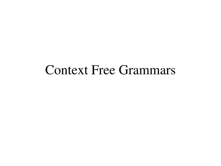 context free grammars n.