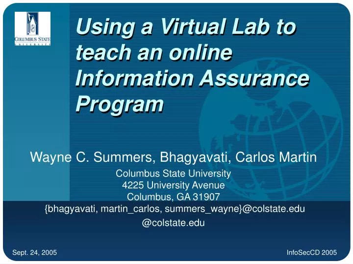 using a virtual lab to teach an online information assurance program n.