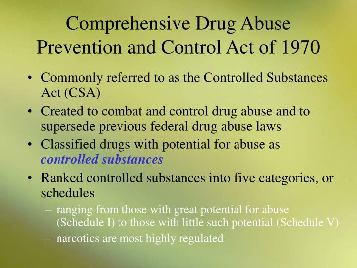 Drug Abuse Prevention And Control Act