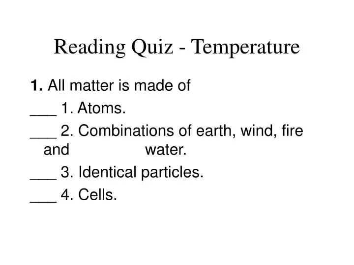 reading quiz temperature n.